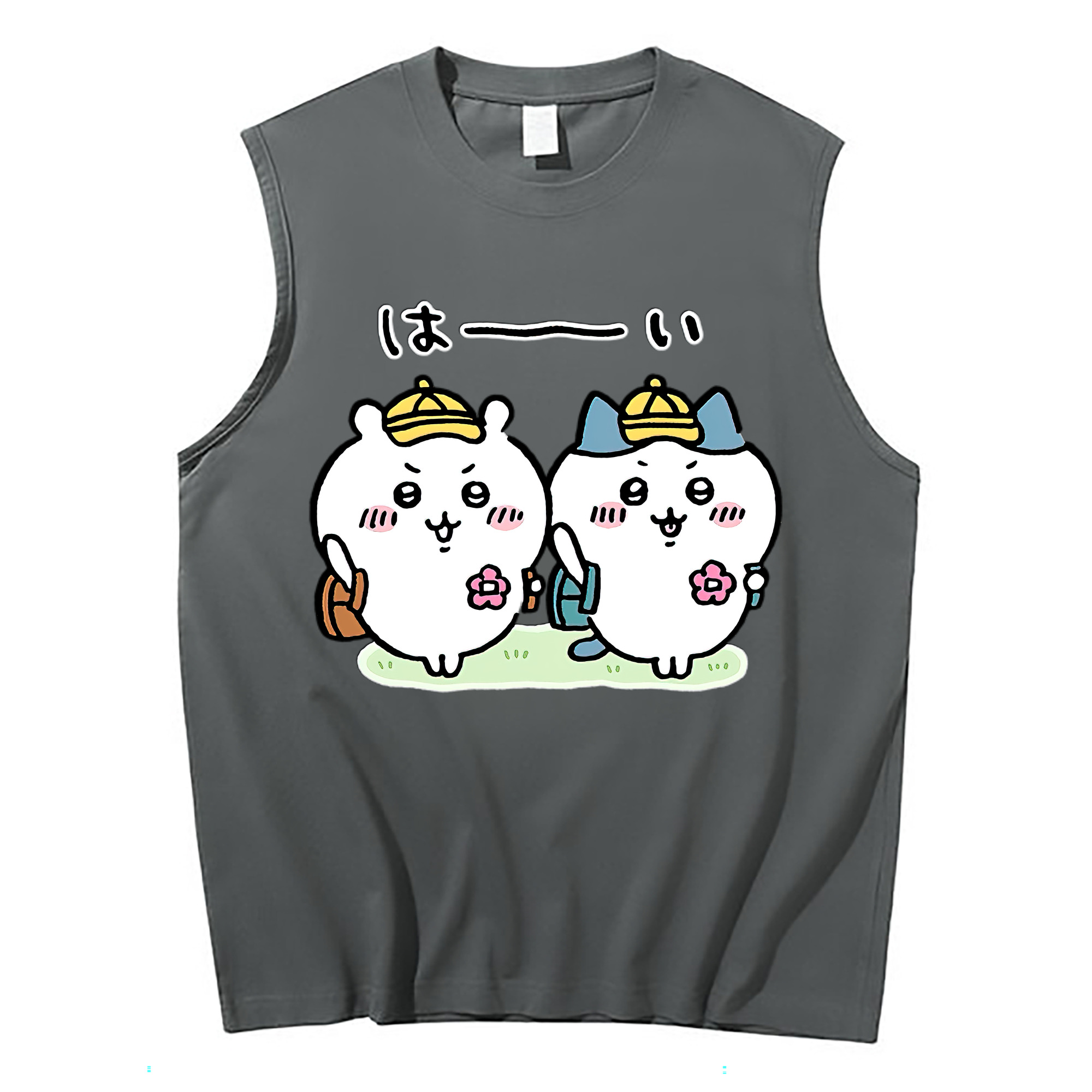 （画像用） ちいかわ ハチワレ Chii-kawa hachiware コットン100％タンクトップ（フロントプリント）